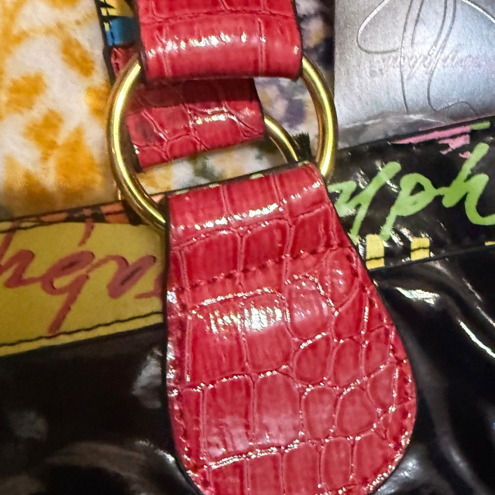Baby Phat Black Patent Tote and Wallet with Hot Pink Trim & Multicolor Logo - Picture 13 of 16